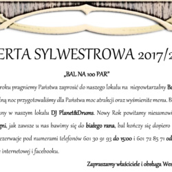 Bal Sylwestrowy 2017/2018 Stargard Weselny Eden "Bal na 100 par"
